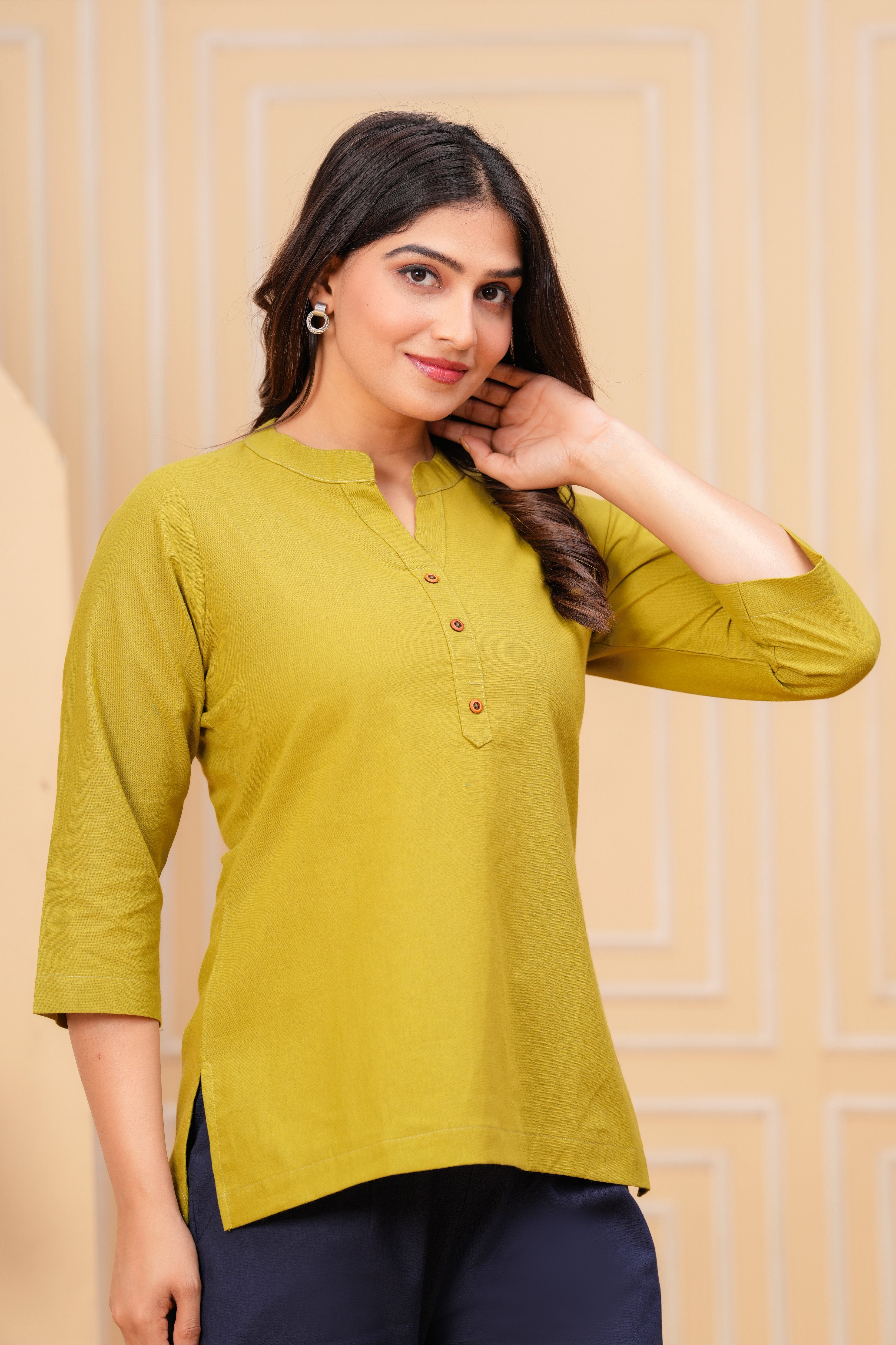 Linen Solid Short Kurta